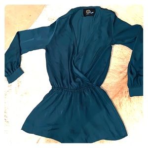 Emerald Green Blue Life silk Romper